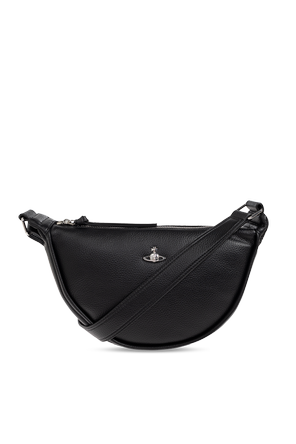 Vivienne Westwood Lacey Pink Leather Crescent Crossbody Bag by
